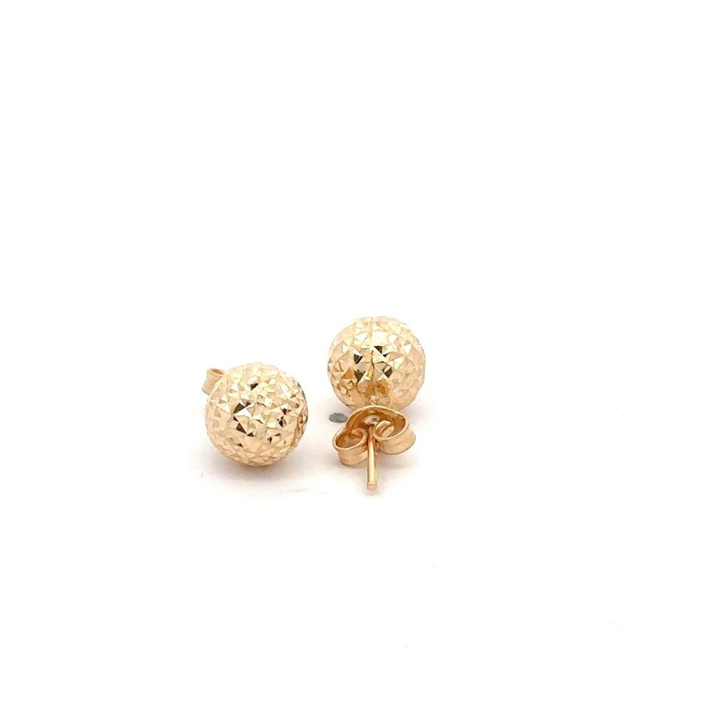 18K Gold Earrings Stud Balls Textured - Picture 8 of 11